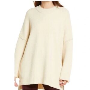Free People Peaches Tunic Sweater; Oversized; Cream - Womens XS